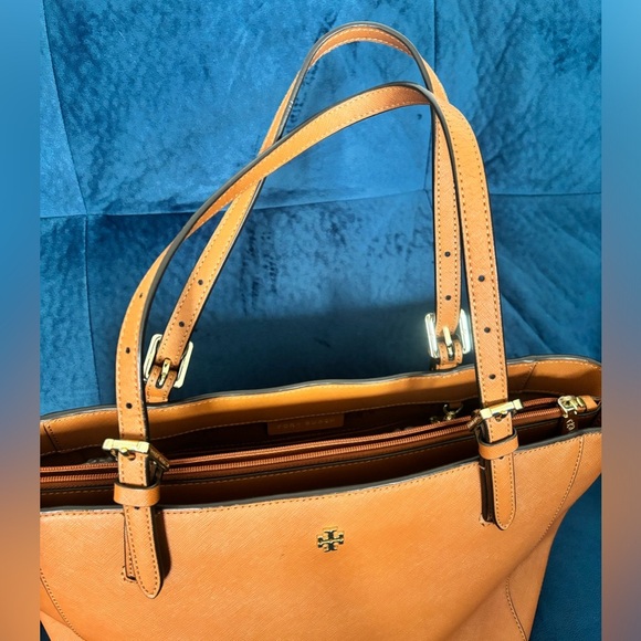 Tory Burch Mini Robinson Brown Leather Tote Bag - Picture 15 of 16